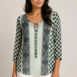 Old Navy Sheer Boho Medallion Top Size Medium